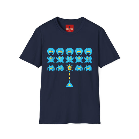 Retro Pixel Space Invaders T-Shirt — Vintage Arcade Gaming Tee