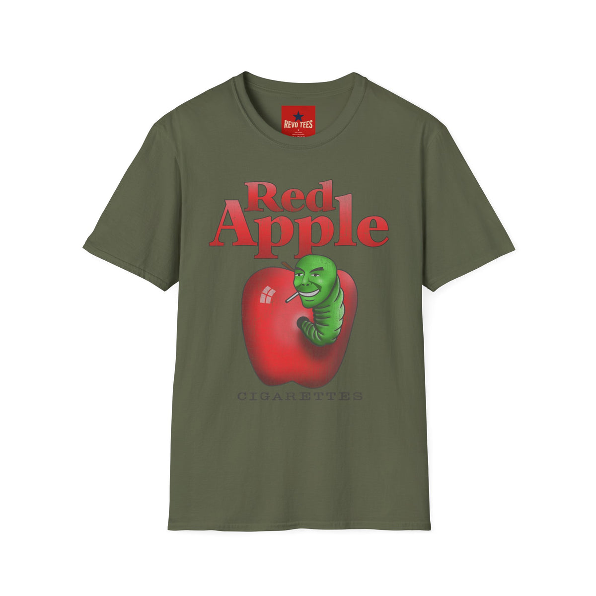 Revotees Red Apple Graphic Vintage Worm Illustration Red Apple T-Shirt - alternate view 6