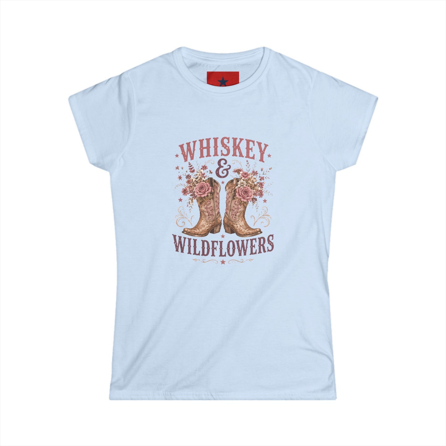 Whiskey & Wildflowers Women's Tee — Floral Cowboy Boots Graphic Shirt