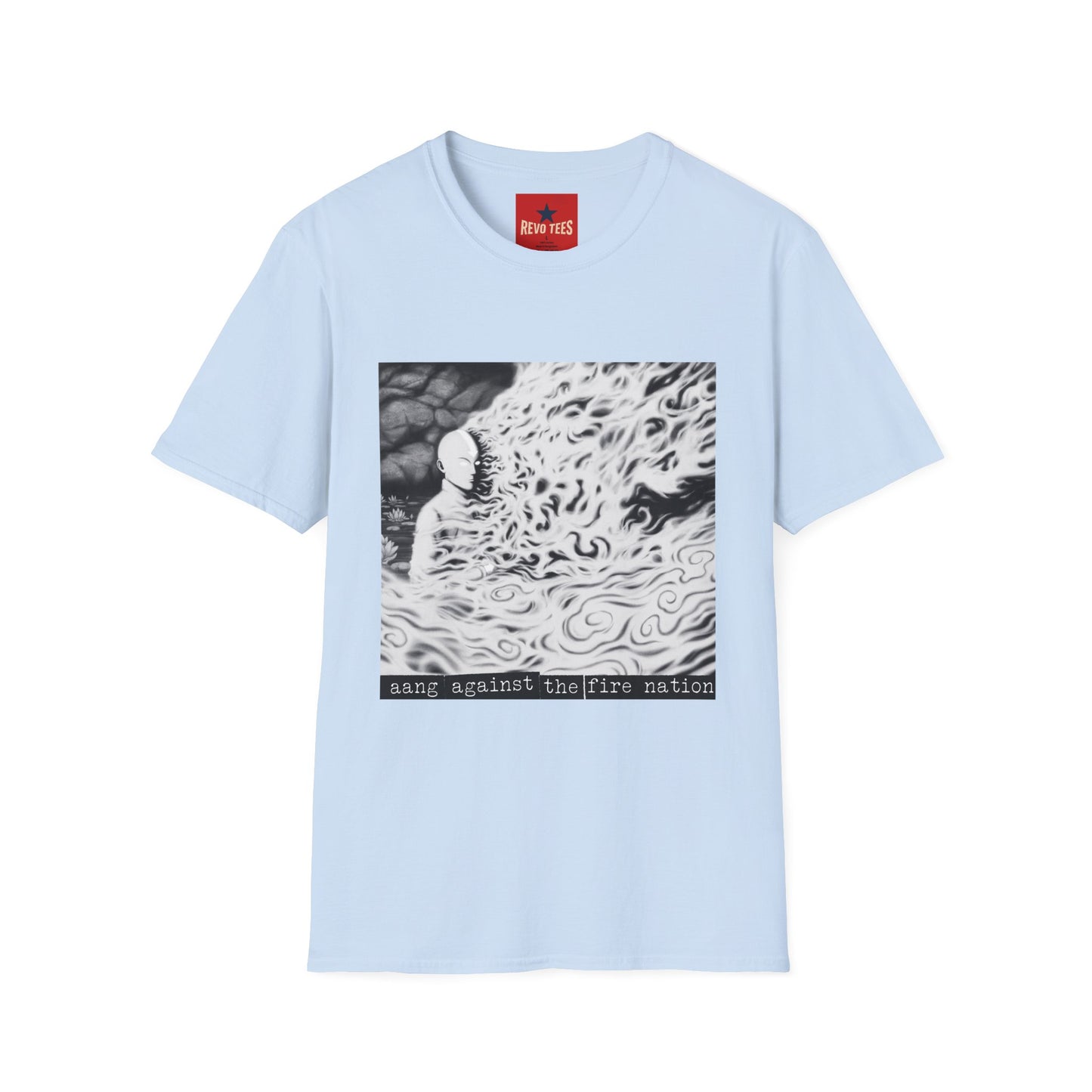 Surreal Flame Portrait T-Shirt — Black & White Abstract Face with Flames