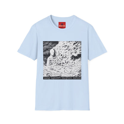 Surreal Flame Portrait T-Shirt — Black & White Abstract Face with Flames