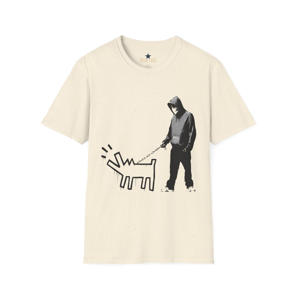 Revotees Banksy Walking the Dog Urban Keith Haring Style Graphic T-Shirt - alternate view 3