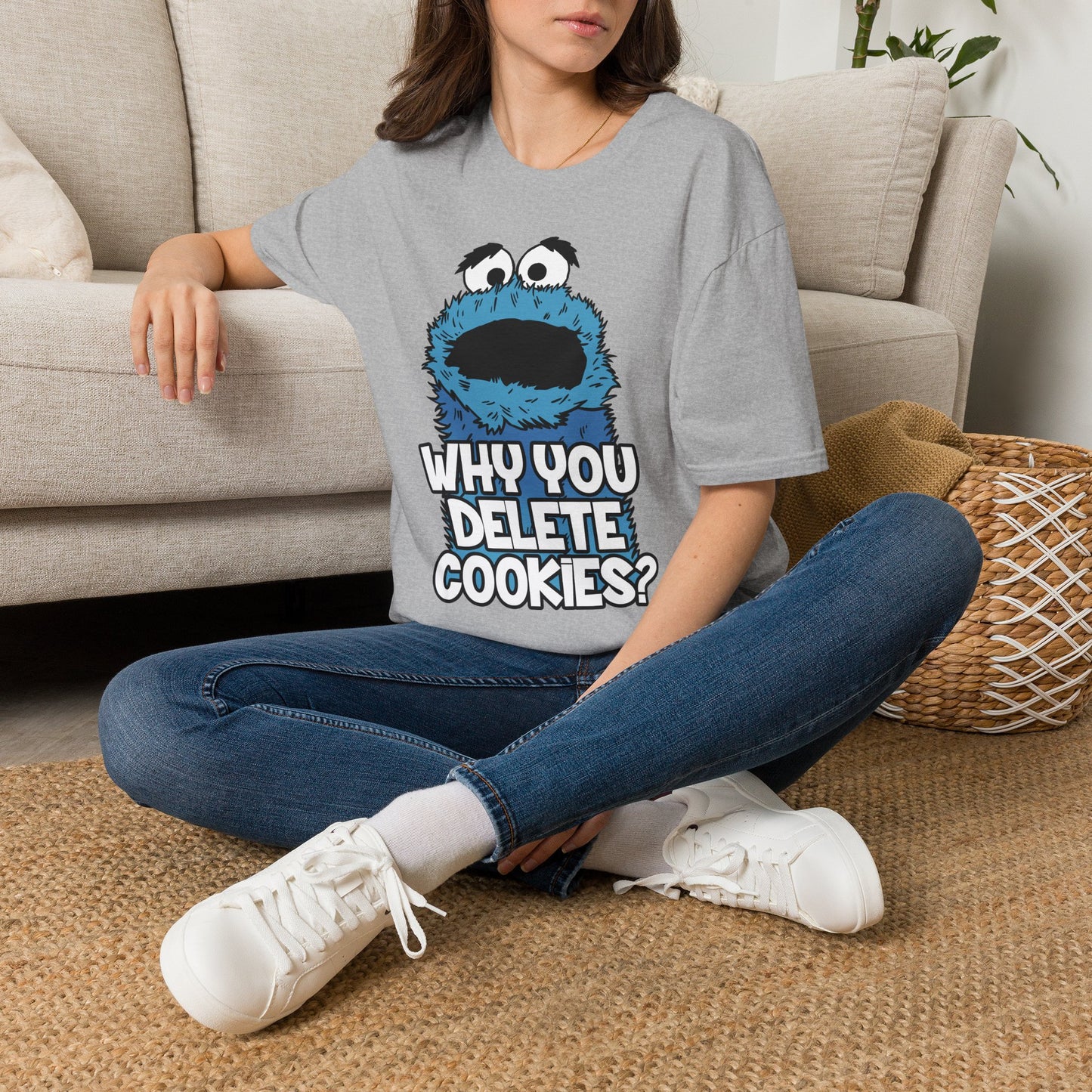Cookie Monster "Why You Delete Cookies?" T-Shirt — Funny Retro Kids TV Graphic Tee