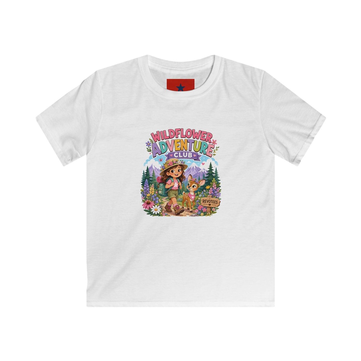 Kids Tee — "Wildflower Adventure Club" Cute Forest Animals Graphic