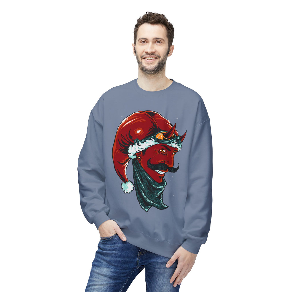 Devil Santa — Vintage Holiday Demon Graphic Crewneck Sweatshirt