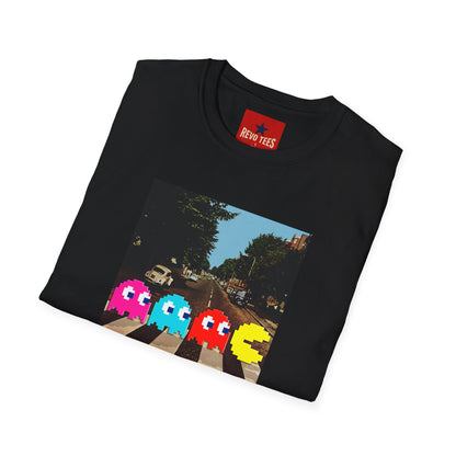 Pac‑City Arcade T‑Shirt — Retro Pixel Ghosts Crossing Graphic Tee