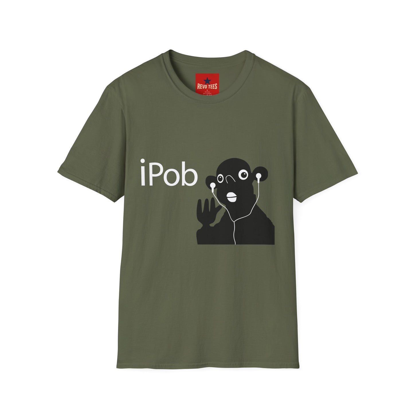 iPob Funny Graphic T-Shirt — Cute Earbud Face Tech Tee