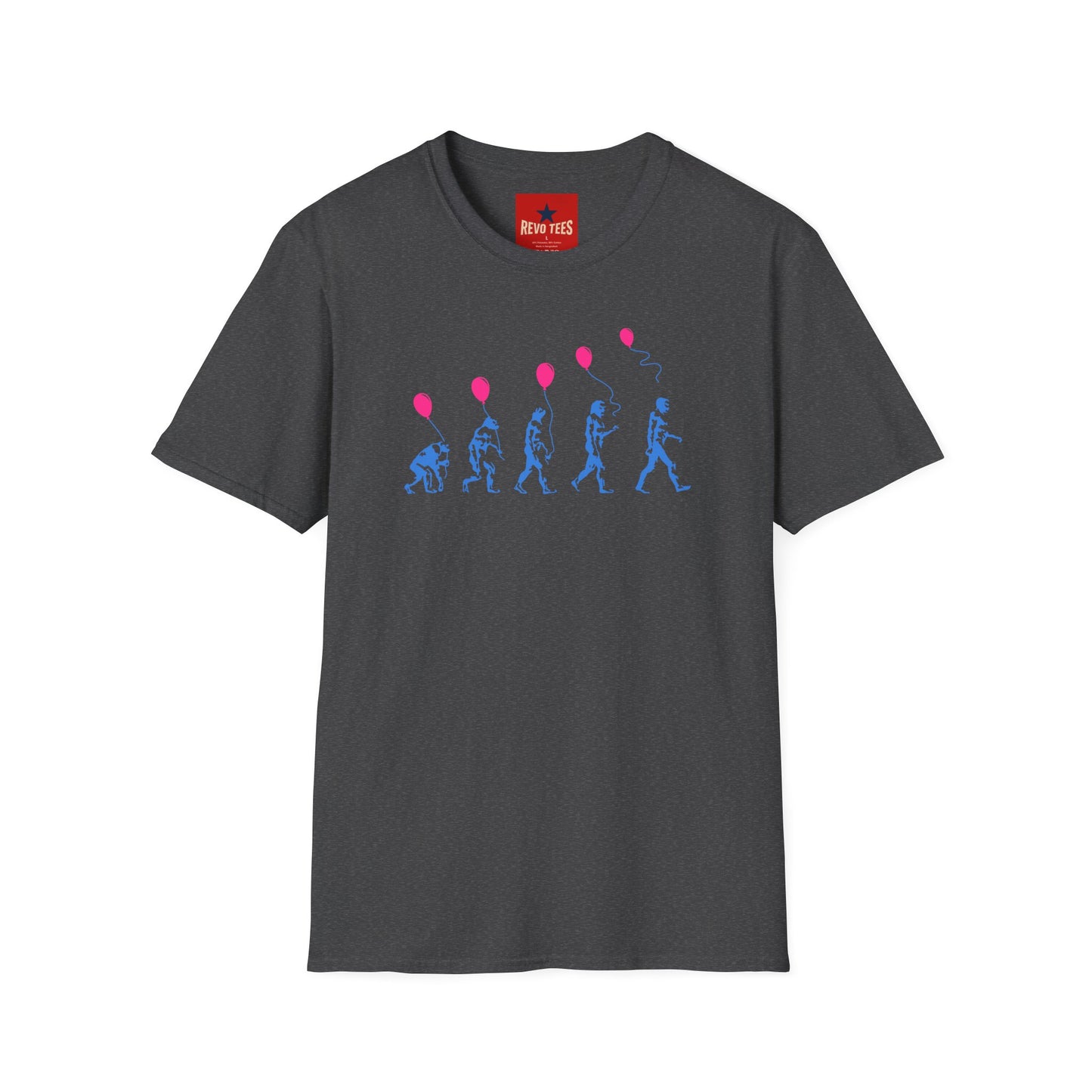 Evolution of Man Holding Balloon T-Shirt — Funny Retro Evolution Graphic Tee