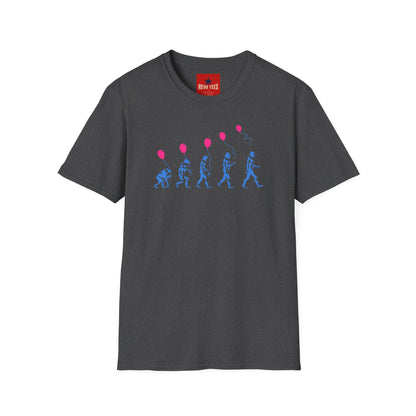 Evolution of Man Holding Balloon T-Shirt — Funny Retro Evolution Graphic Tee