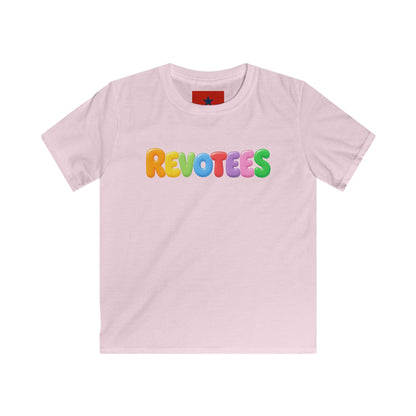 Kids Tee — Colorful 'REVOTEES' Bubble Letter Shirt for Children