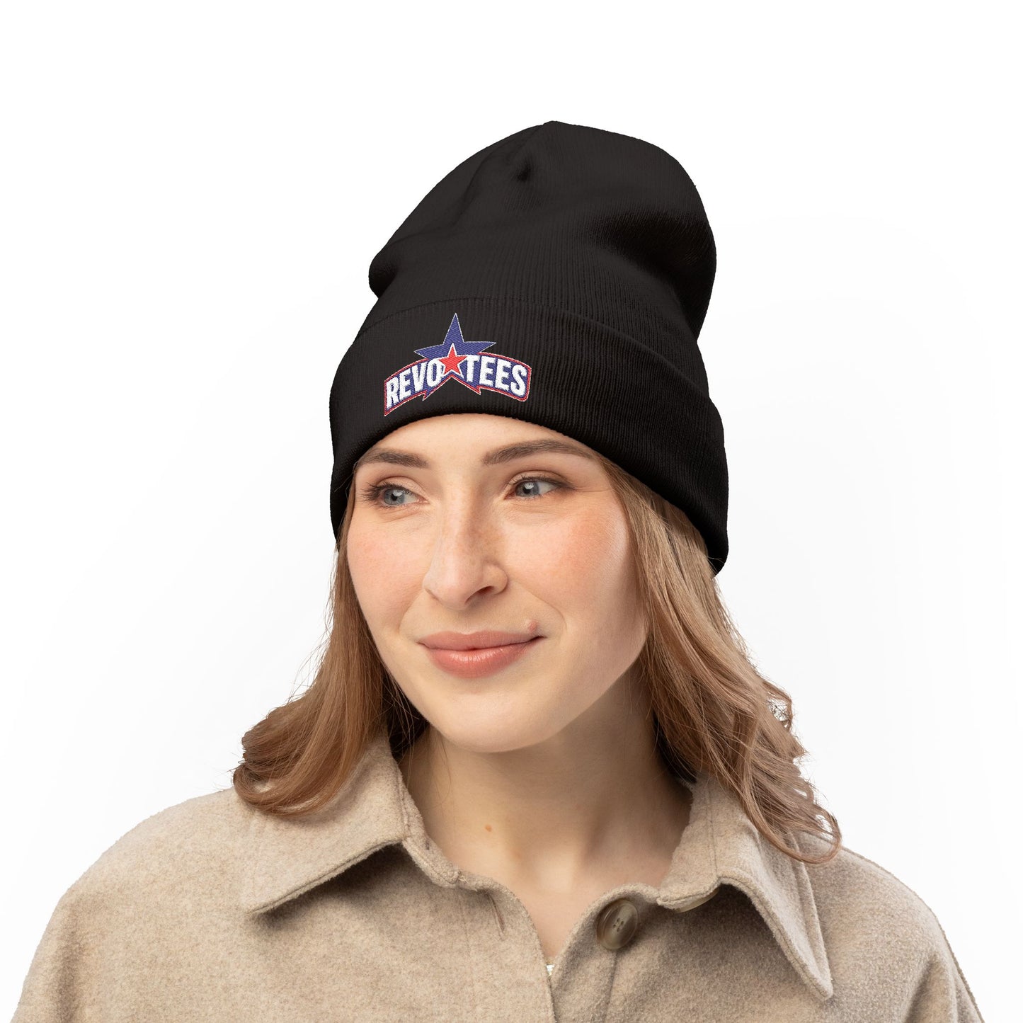 Embroidered 'Revotees' Star Knit Beanie — Patriotic Winter Hat
