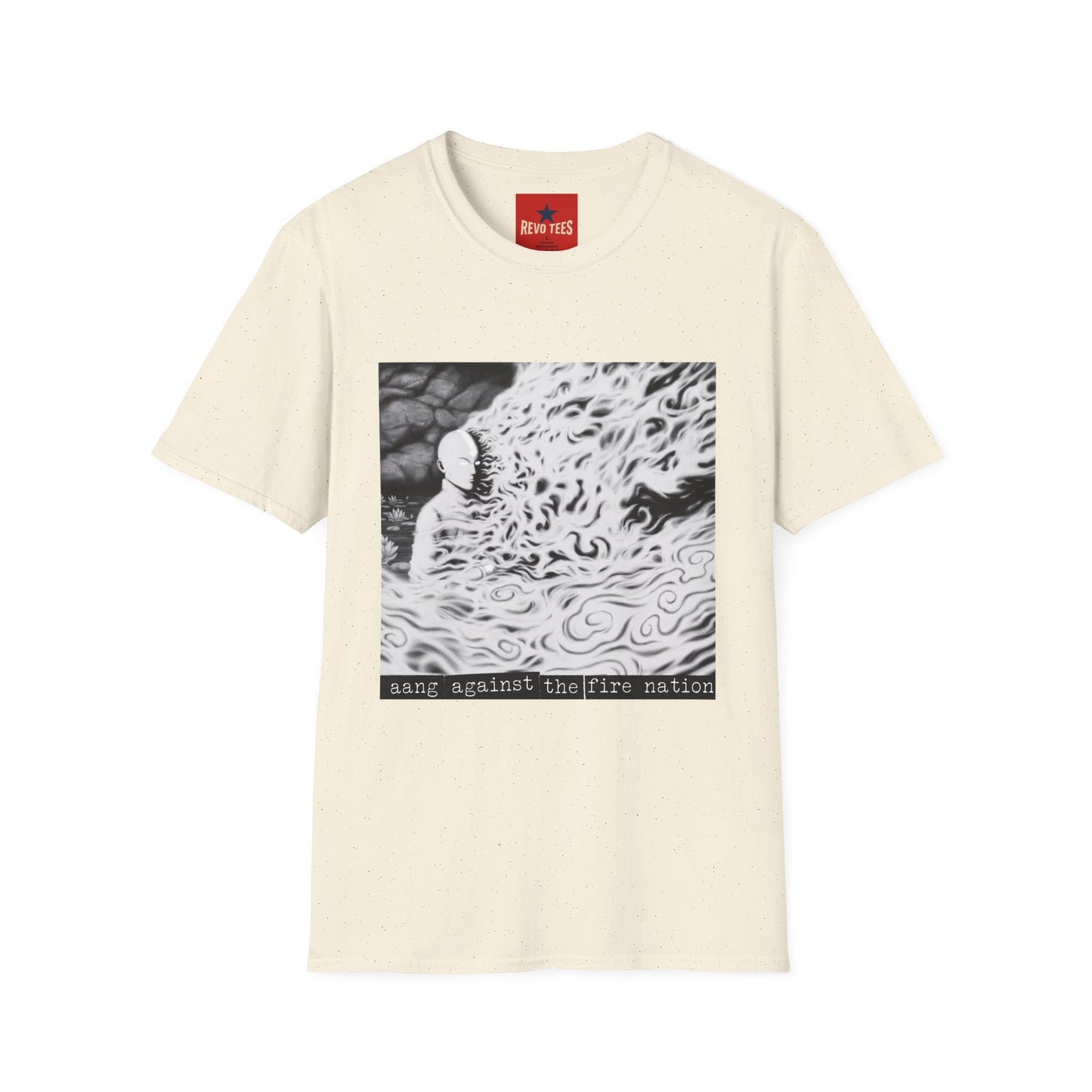 Surreal Flame Portrait T-Shirt — Black & White Abstract Face with Flames