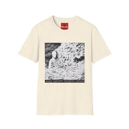 Surreal Flame Portrait T-Shirt — Black & White Abstract Face with Flames