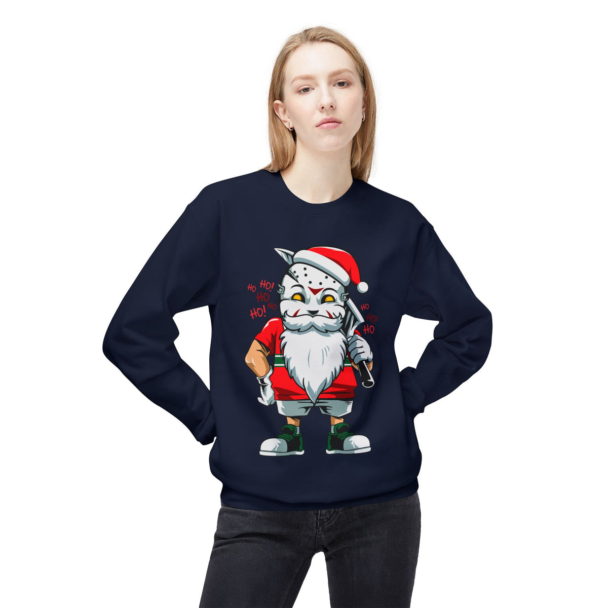 Santa Skull — Edgy Christmas Graphic Crewneck Sweatshirt