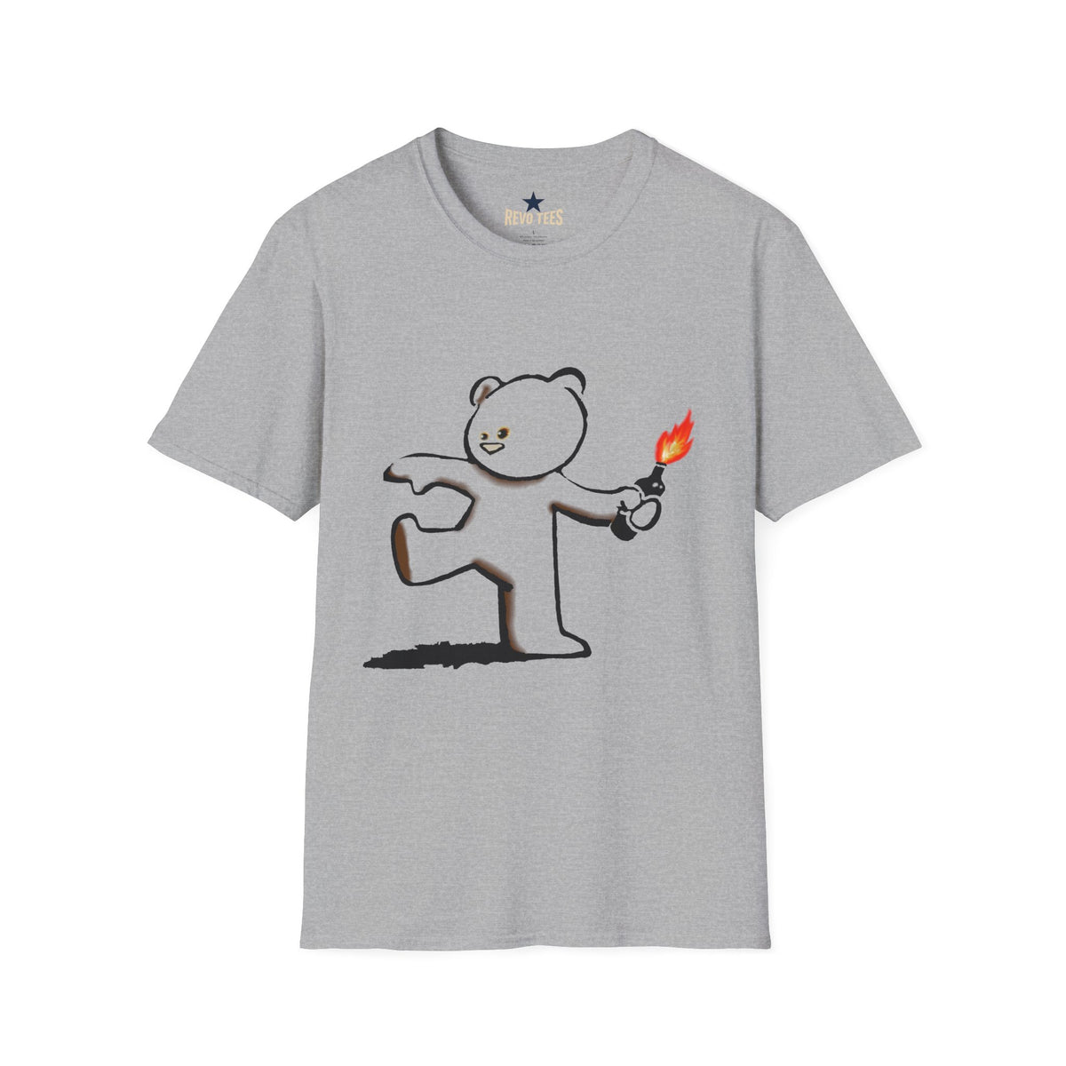 Revotees Banksy Teddy Graphic Cute Mischief Cartoon T-Shirt - alternate view 2