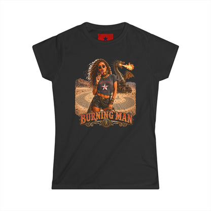 Burning Man Women's Softstyle Tee — Minimal White Festival Tee