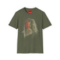 Horror Split-Face Skull T-Shirt — Creepy Half-Mask Skeleton Graphic Tee