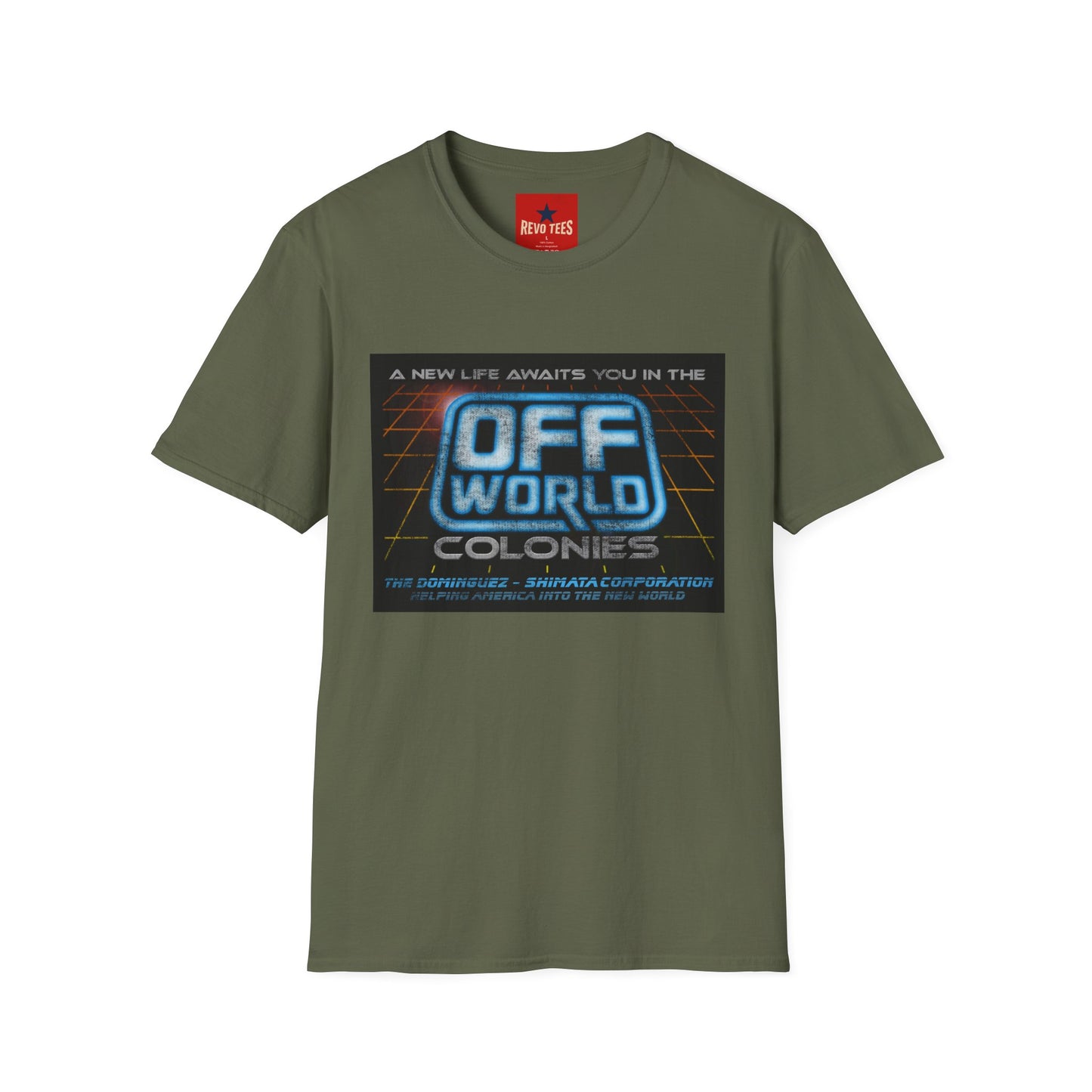 Off World Colonies Retro Sci‑Fi T-Shirt — "A New Life Awaits You in the Off World"
