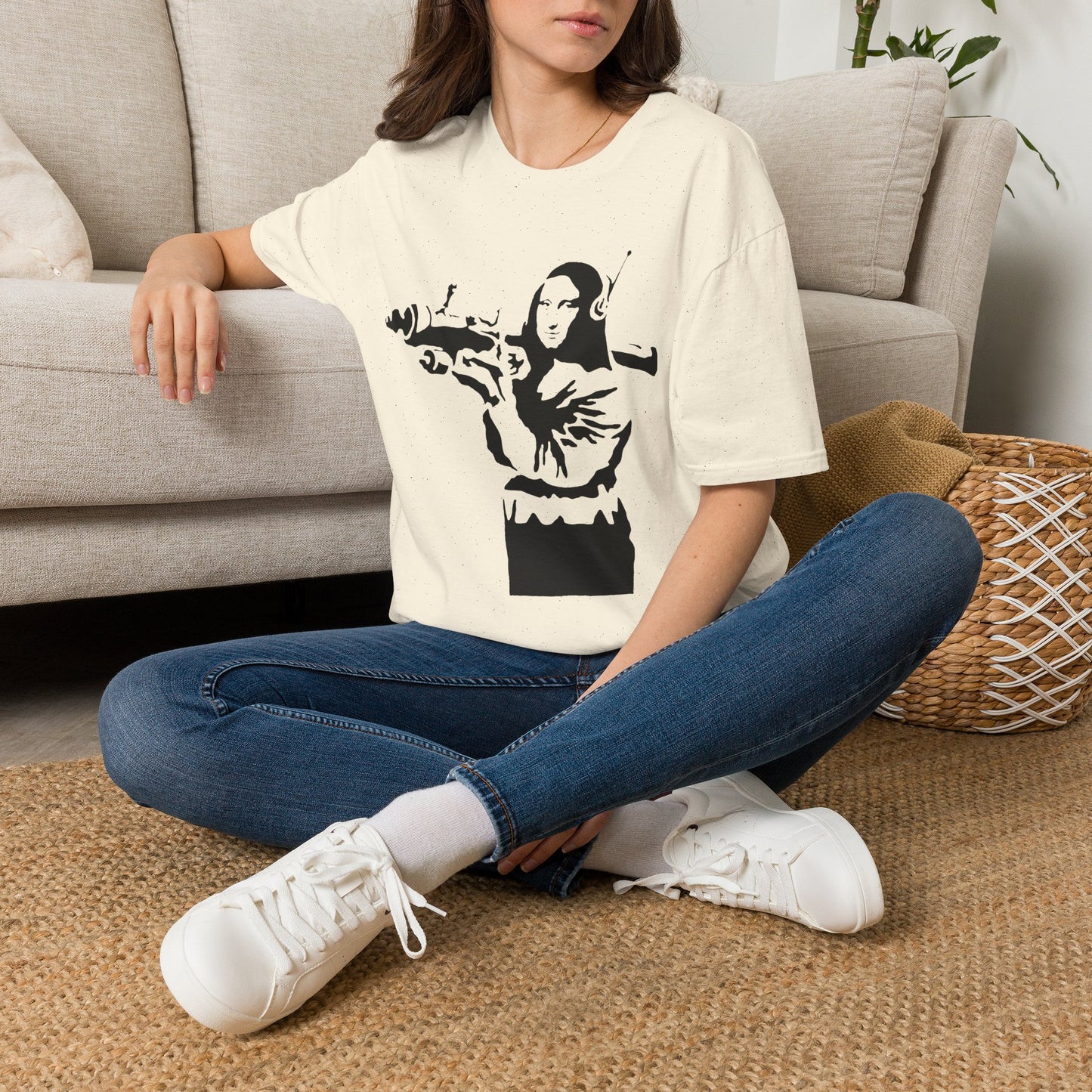 Banksy - Mona Lisa Spray Paint T-Shirt — Street Art Parody Tee