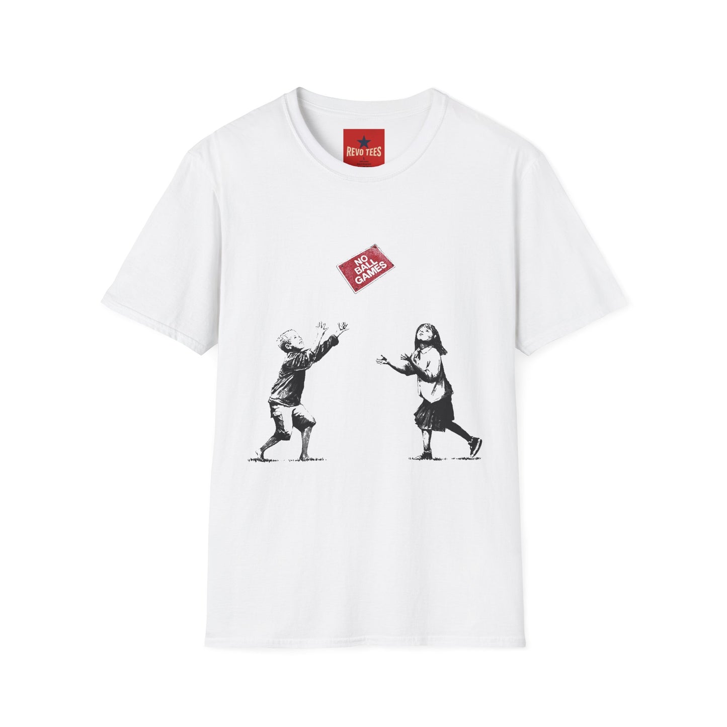 Banksy No More Games T-Shirt — Vintage Kids Throwing 'No More Games' Patch Graphic Tee