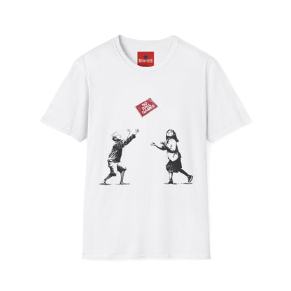 Banksy No More Games T-Shirt — Vintage Kids Throwing 'No More Games' Patch Graphic Tee