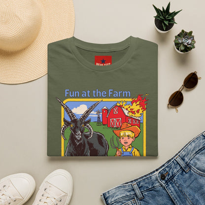 Fun at the Farm T-Shirt — Vintage Barn & Goat Graphic Tee