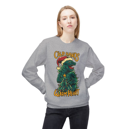 Christmas Godzilla - "Cold Hands Warm Heart" Holiday Crewneck Sweatshirt