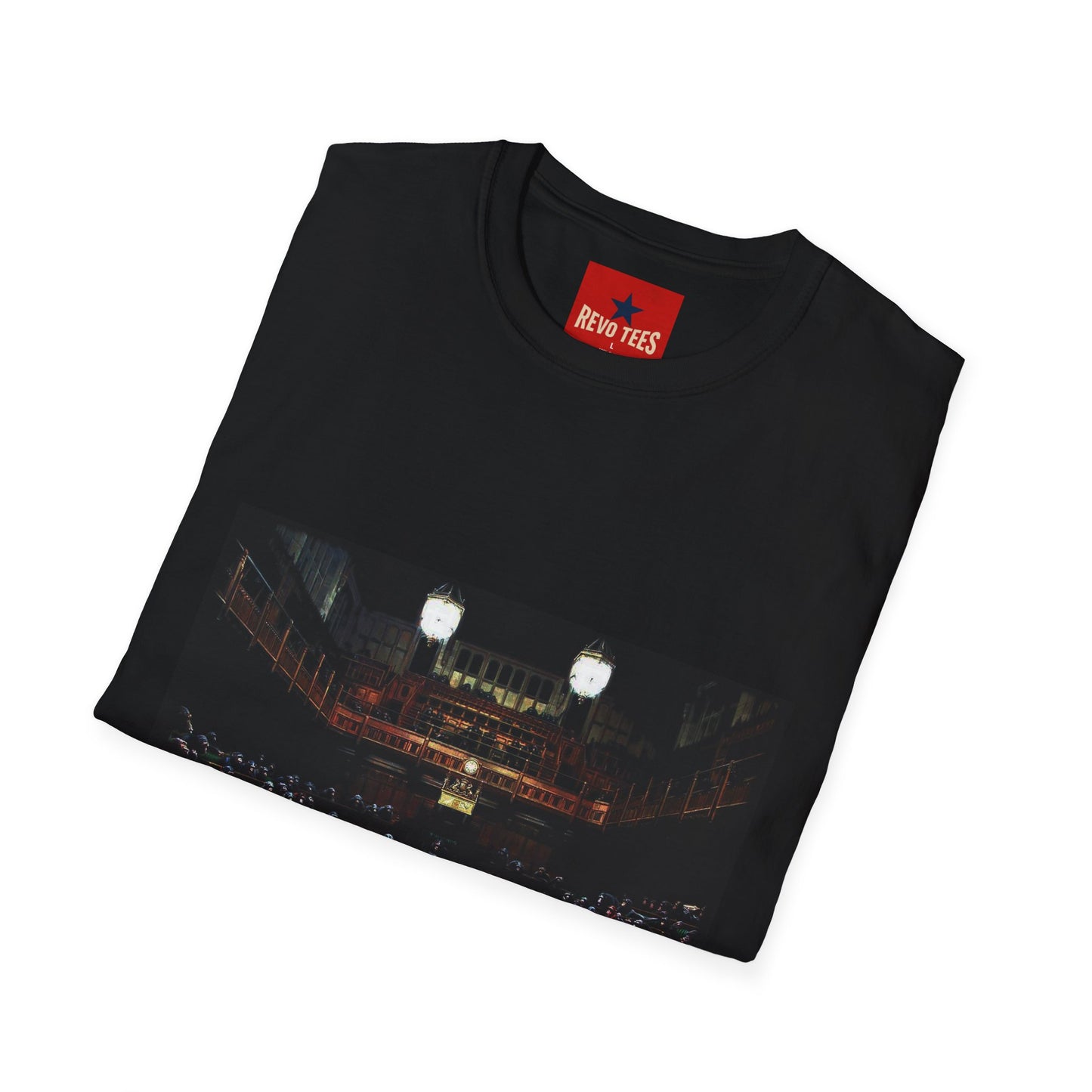 Banksy Courtroom Night Scene T-Shirt — Vintage Courtroom Photo Tee