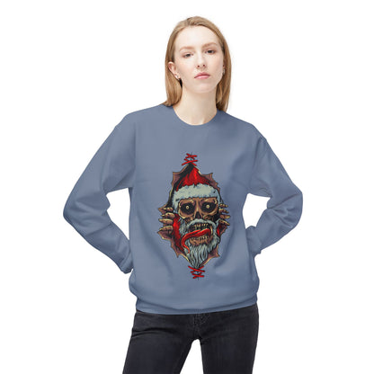 Skull Santa Crewneck Sweatshirt — Horror Christmas Graphic