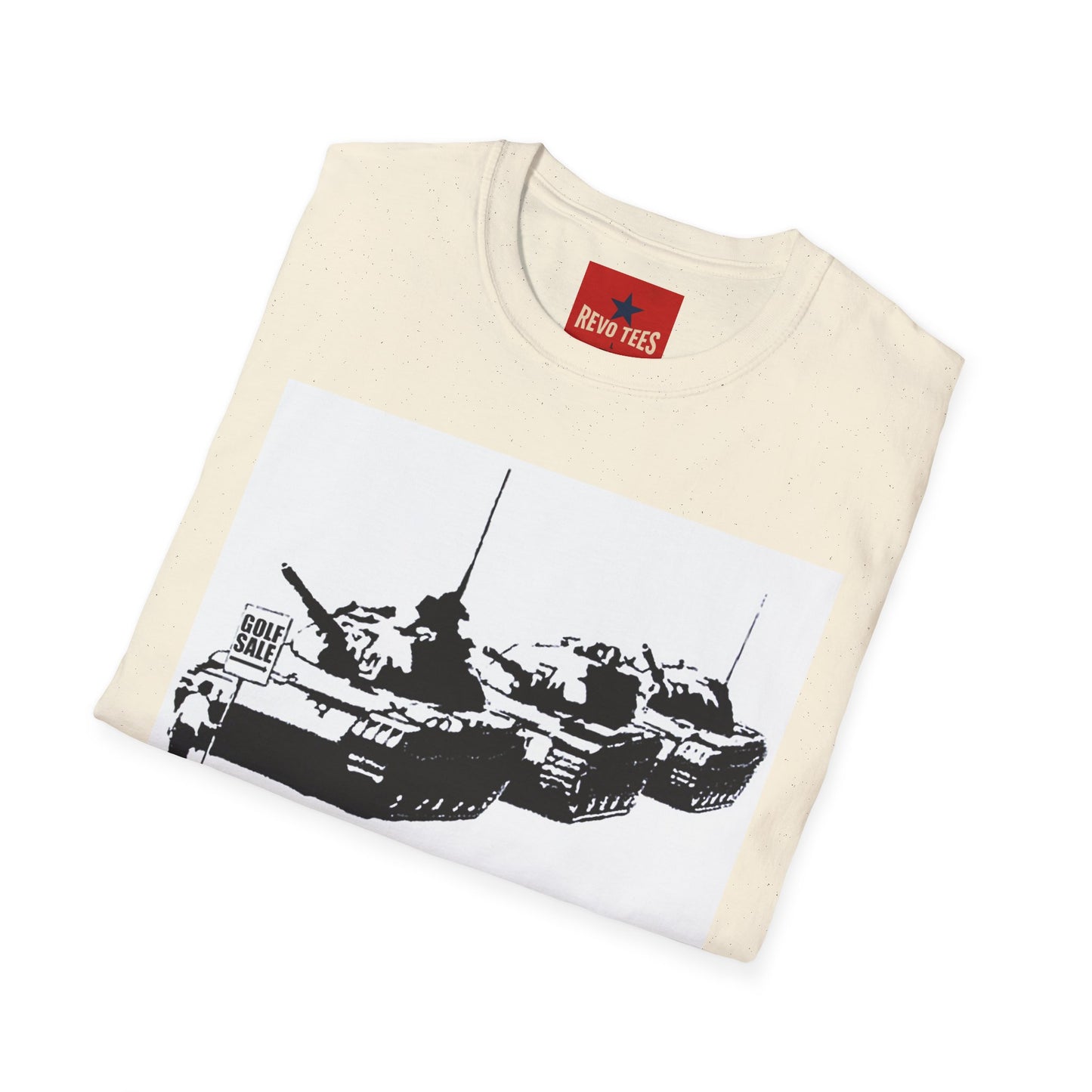 Banksy Tank Lineup Graphic T-Shirt — Stencil Military Tanks Design