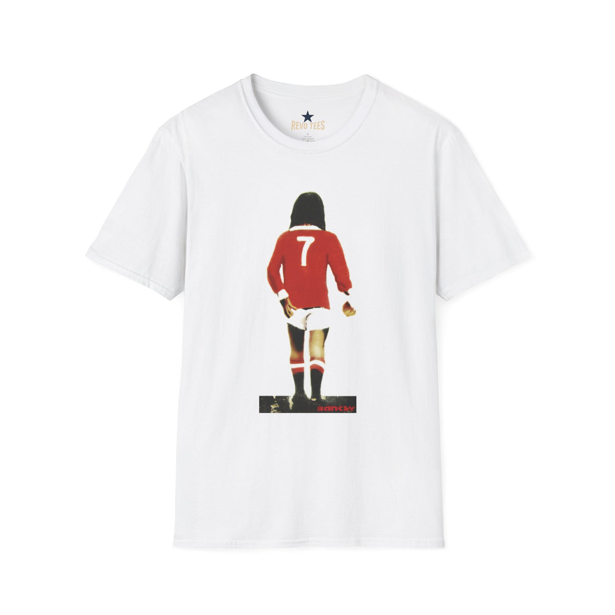 Revotees Banksy George Best Soccer Player No 7 Graphic Retro Football Jersey Illustration T-Shirt