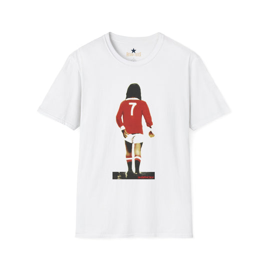 Revotees Banksy George Best Soccer Player No 7 Graphic Retro Football Jersey Illustration T-Shirt
