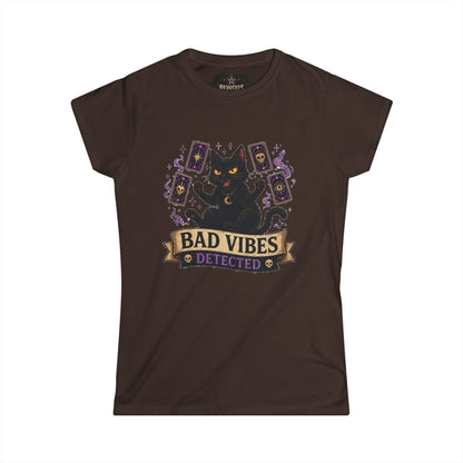 Bad Vibes Detected Cat Tarot Tee — Women's Witchy Graphic T-Shirt