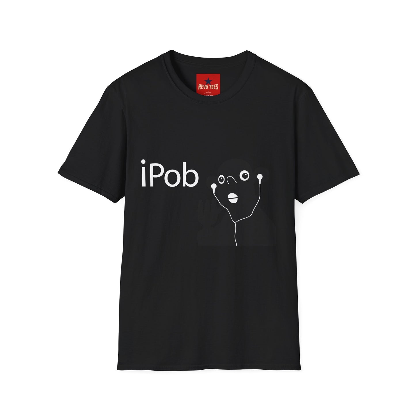 iPob Funny Graphic T-Shirt — Cute Earbud Face Tech Tee