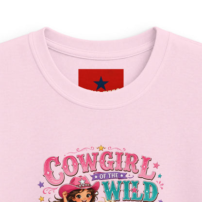 Kids Tee — "Cowgirl at Heart" Colorful Western Graphic (Cowgirl & Wild Print)