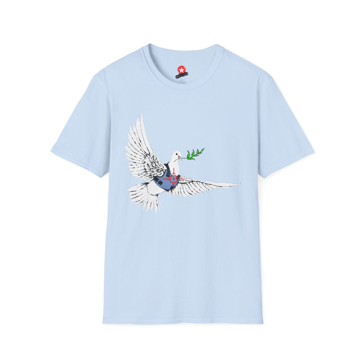 Revotees Banksys Dove of Peace Flying Dove with Olive Branch Earth Heart Graphic T-Shirt - alternate view 8