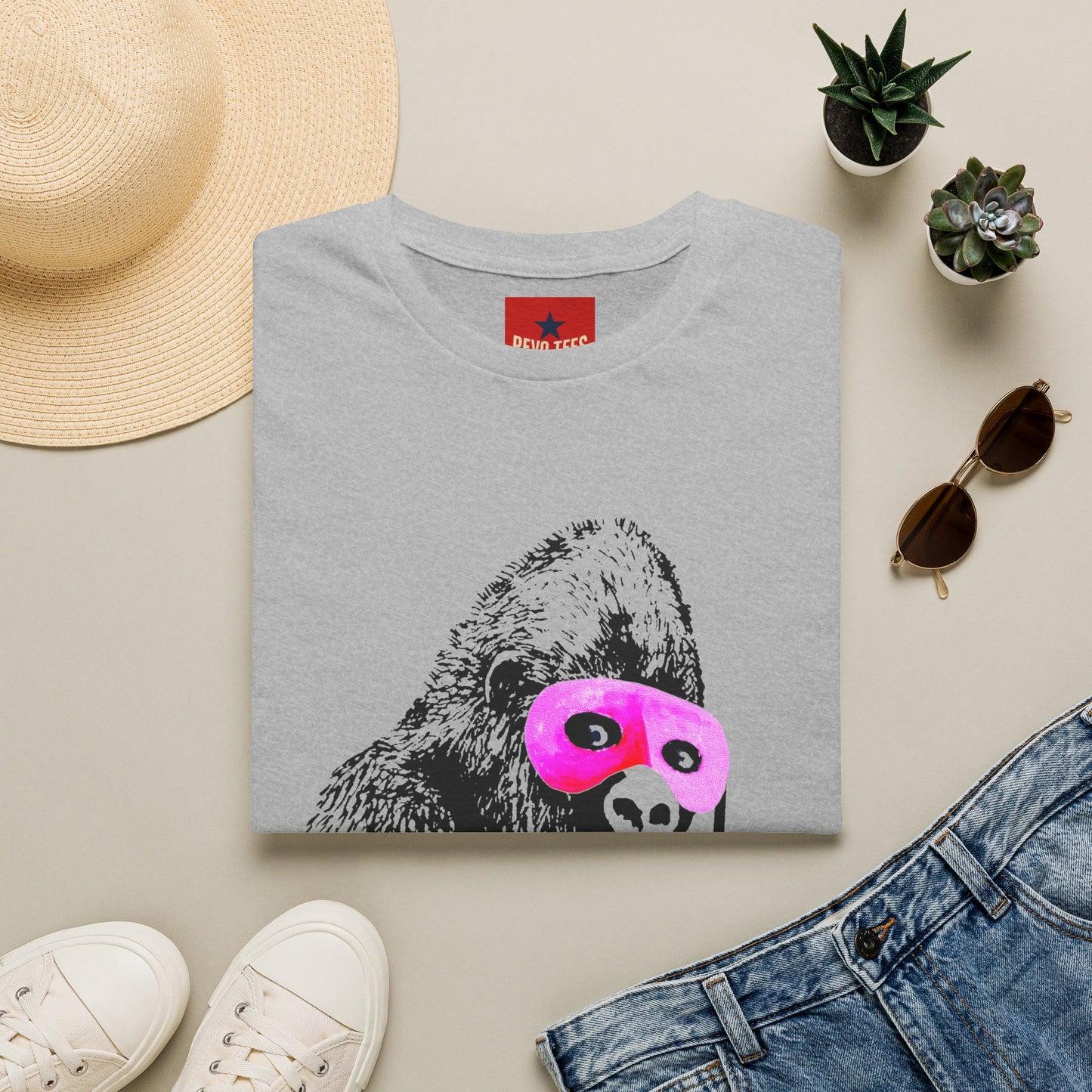 Banksy Gorilla with Pink Sleep Mask T-Shirt
