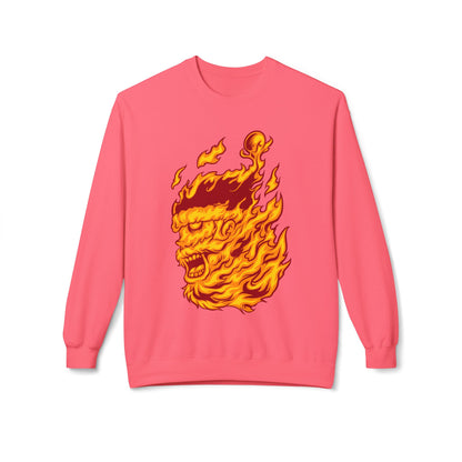 Flaming Santa Skull Redneck - I mean Crewneck Sweatshirt