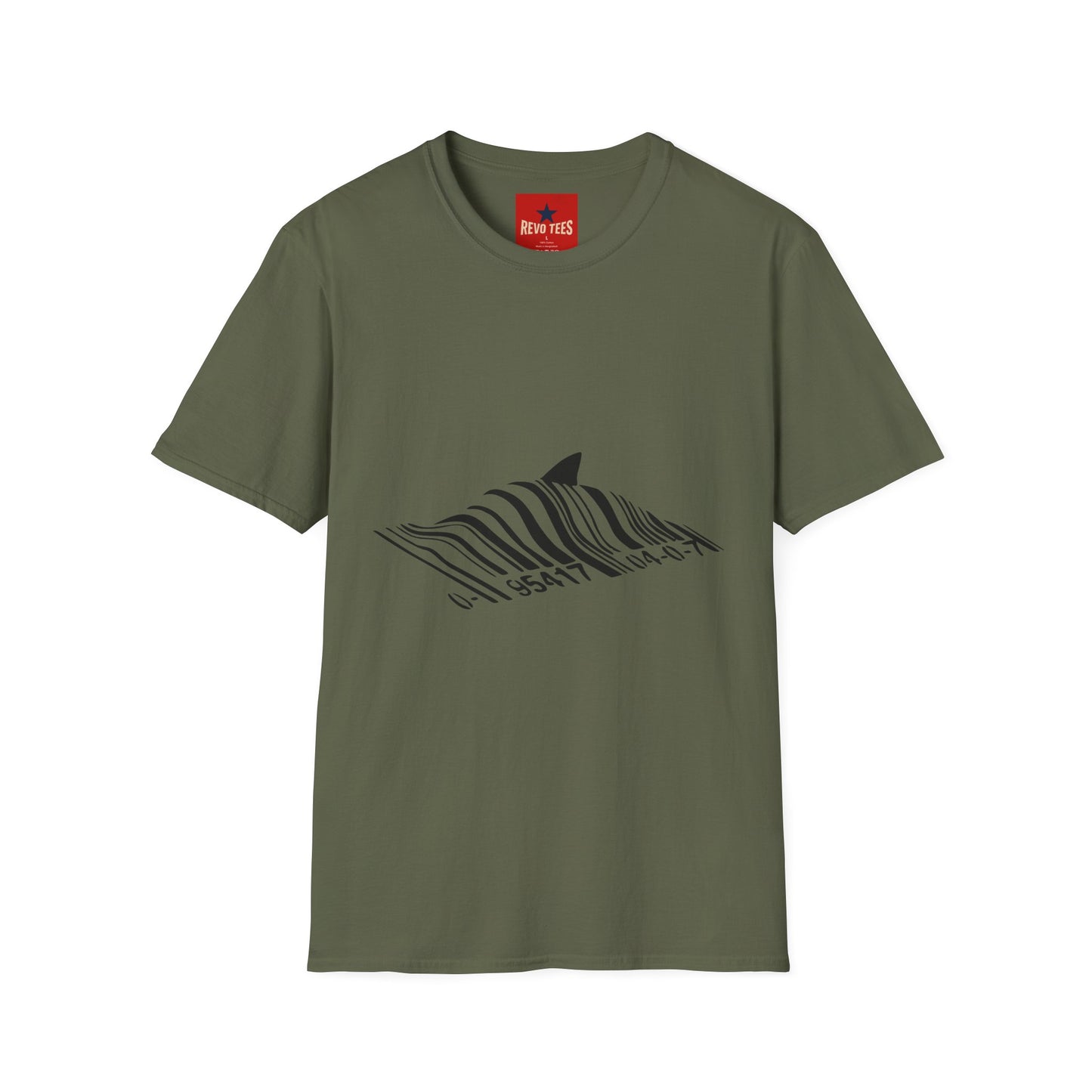 Whale Wave T-Shirt — Minimal Black Stripe Whale Design