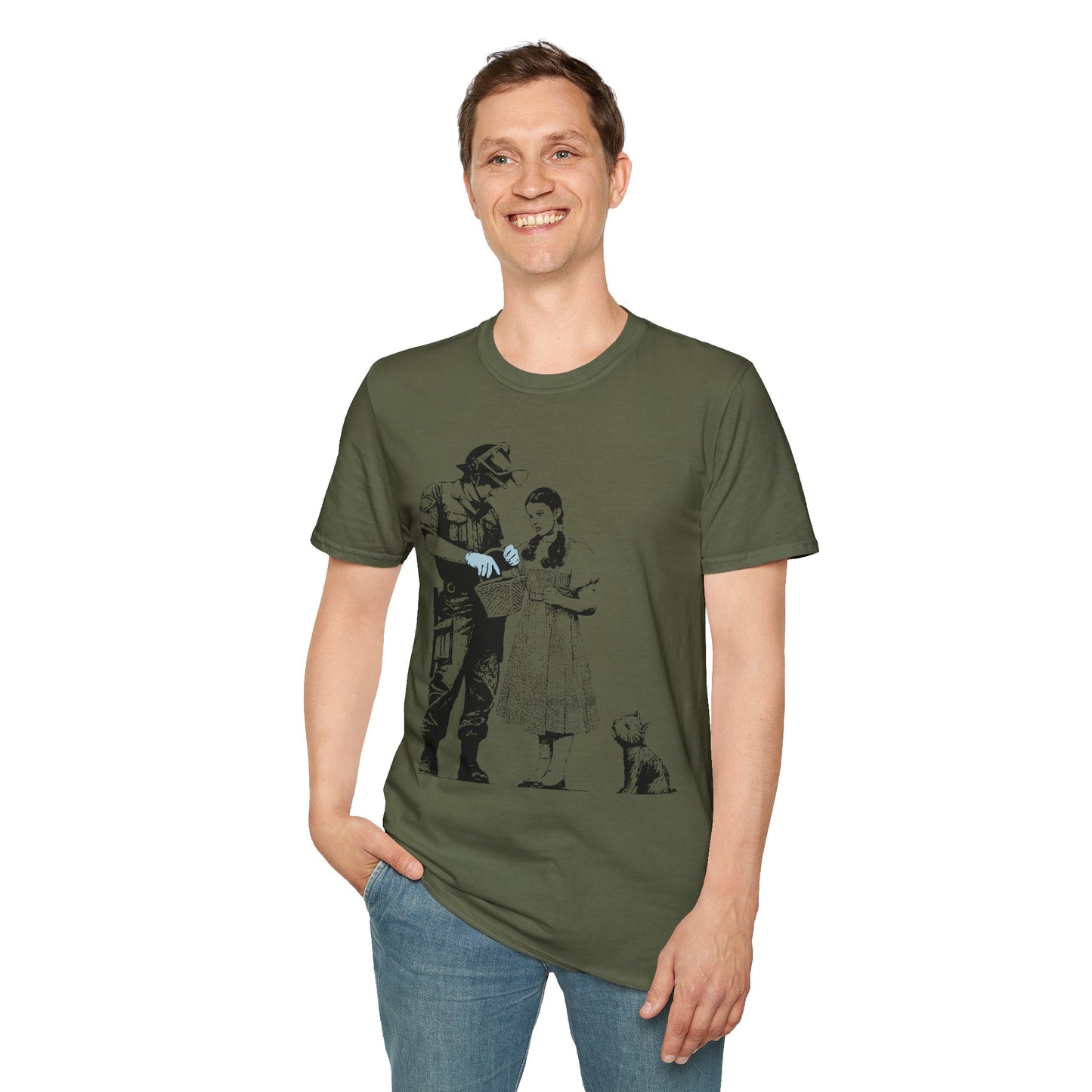 Banksy T-Shirt — Police Officer and Girl Stencil Art Tee (Banksy-Style)