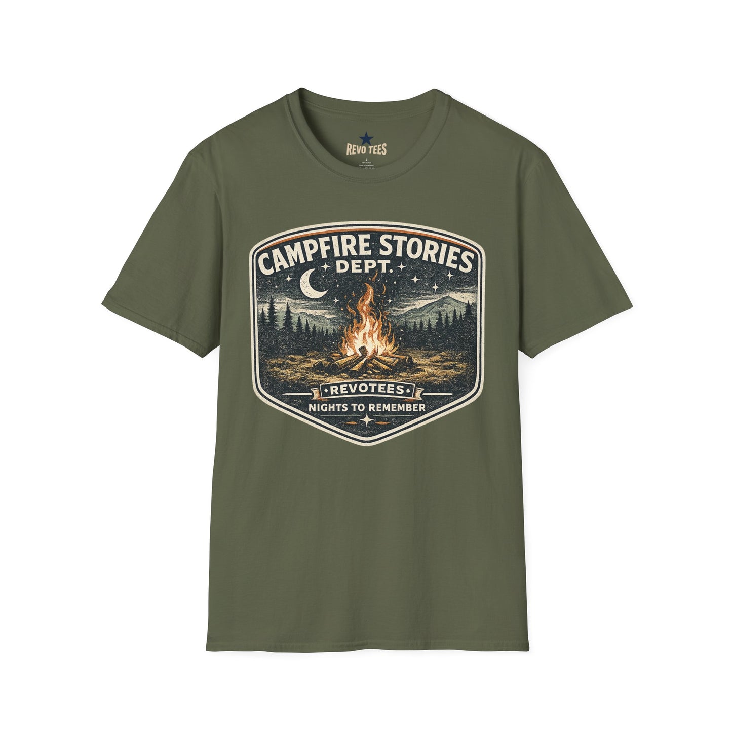 REVOTEES Campfire Stories T‑Shirt — Vintage Bonfire Graphic Tee