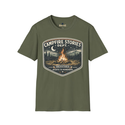 REVOTEES Campfire Stories T‑Shirt — Vintage Bonfire Graphic Tee