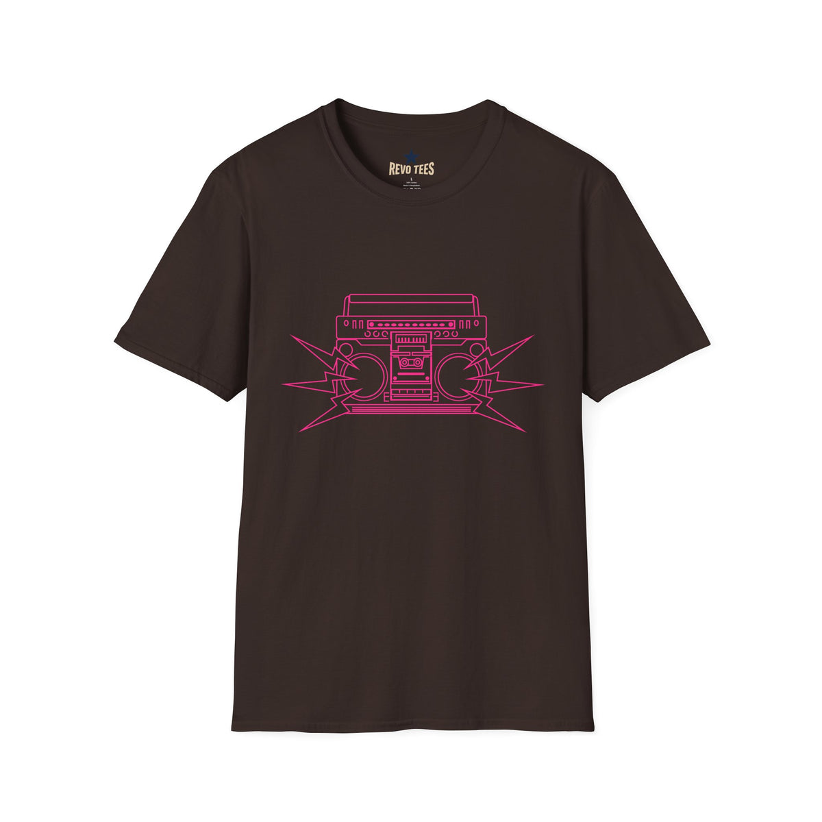 Revotees Retro Boombox Pink Line Art Vintage Radio Graphic T-Shirt - alternate view 5