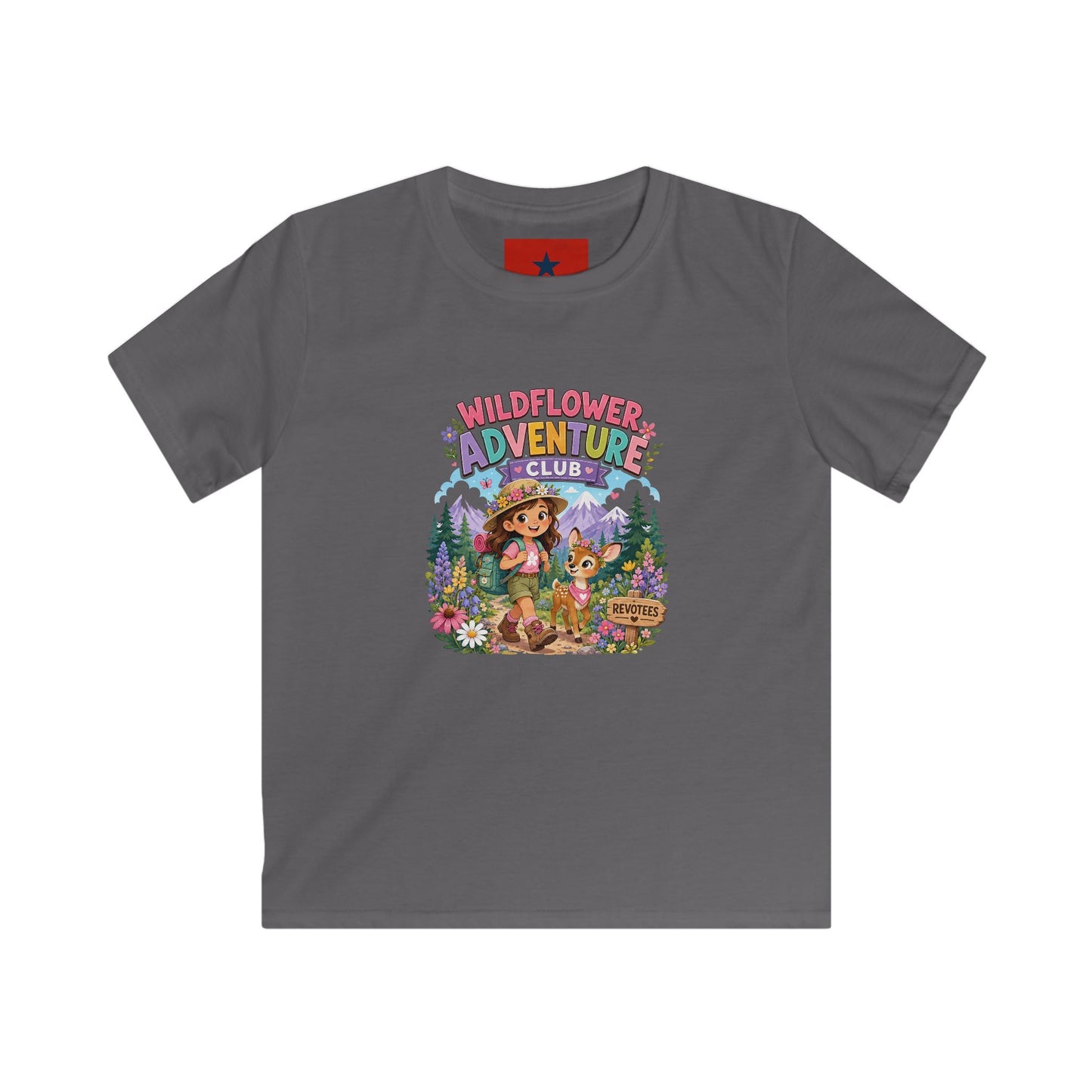 Kids Tee — "Wildflower Adventure Club" Cute Forest Animals Graphic