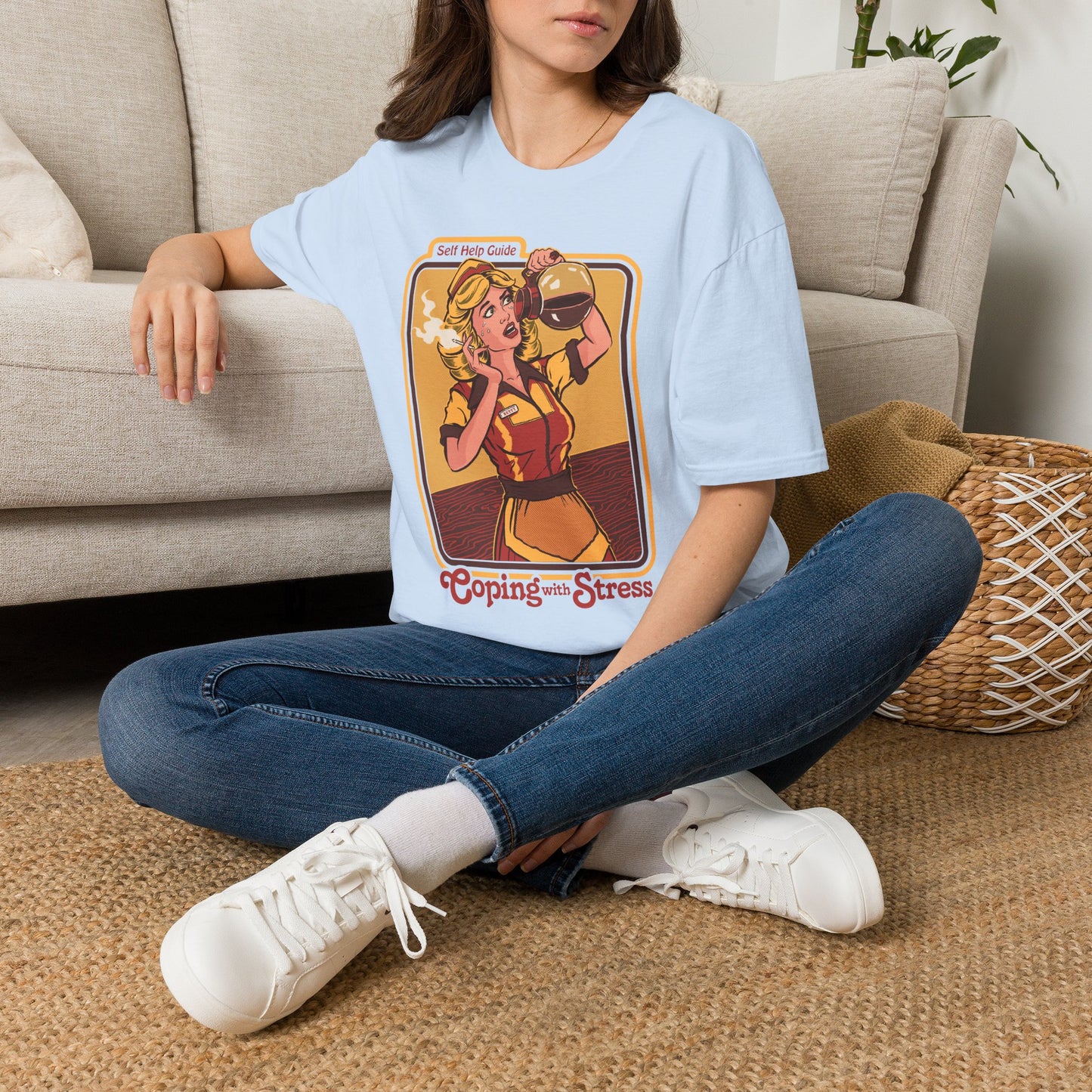 Coping with Stress Retro Coffee Tee — "Self Help Guide" Graphic T-Shirt