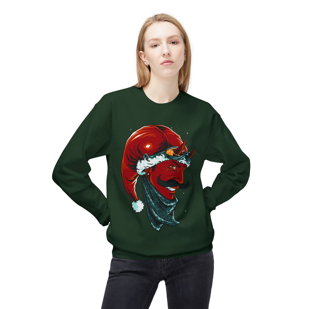 Devil Santa — Vintage Holiday Demon Graphic Crewneck Sweatshirt