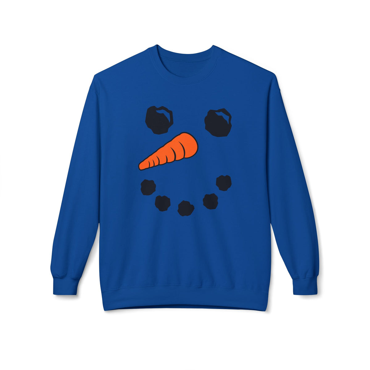 Snowman Face Crewneck Sweatshirt — Cute Winter Holiday Pullover