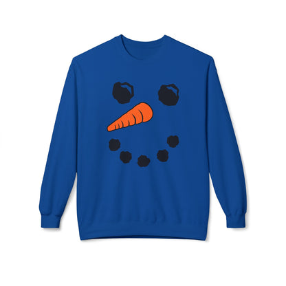Snowman Face Crewneck Sweatshirt — Cute Winter Holiday Pullover