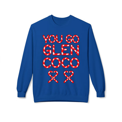 "You Go Glen Coco" Candy Cane Holiday Graphic Crewneck Sweatshirt