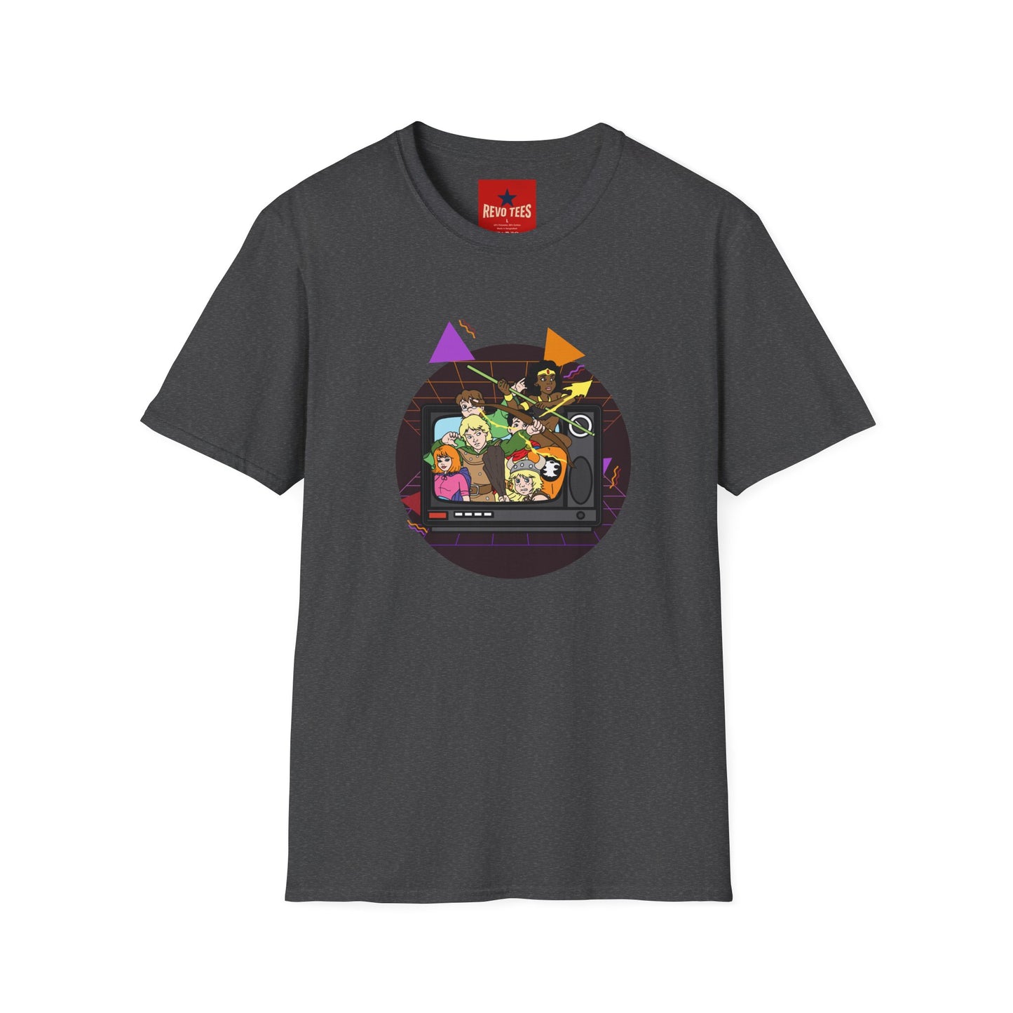 Retro Arcade Crew T‑Shirt — Colorful Gamer Character Graphic